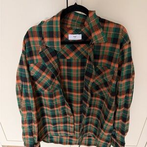 Aritzia Plaid Shirt Jacket - Green, Orange, Black